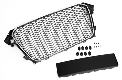 Image de Grille avant et grille de radiateur sans emblème, finition chrome noir, pour Audi A4 8K B8, à partir de 2011