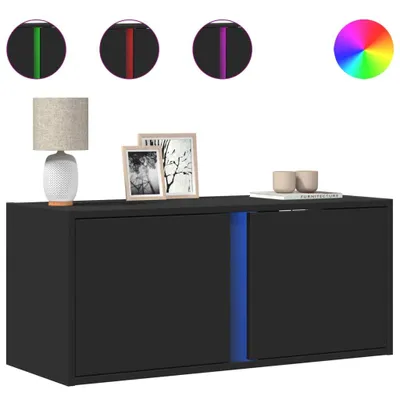 Produktbild von vidaXL TV-Wandschrank mit LED-Beleuchtung Schwarz 80x31x35 cm
