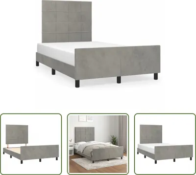 Produktbild von The Living Store Bettgestell mit Kopfteil Hellgrau 120x190 cm Samt