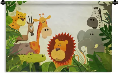 Produktbild von MuchoWow® Wandteppich Wandbehang Dschungel - Schlange - Löwe - Pflanzen 60x40 cm Tapisserie Dekoration Wandtuch - Wanddekorationen