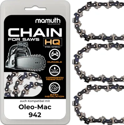 Image de 3x Chaîne de tronçonneuse 40cm 1,5mm 0,325" 66TG pour Oleo-Mac 942
