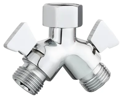 Duschverteiler 2-fach Messing G 1/2 Chrom mit Absperrventil