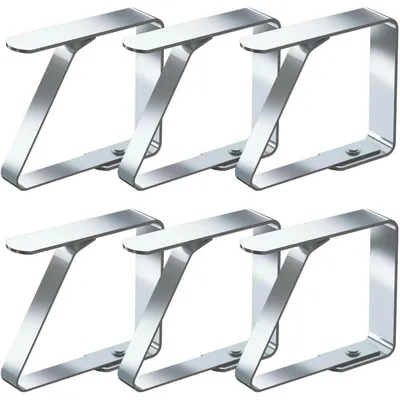 Immagine prodotto di Graffette per tovaglia in acciaio inossidabile, set di 6 pezzi, adatte per piani di tavolo con spessore da 2,5 a 4 cm, colore argento