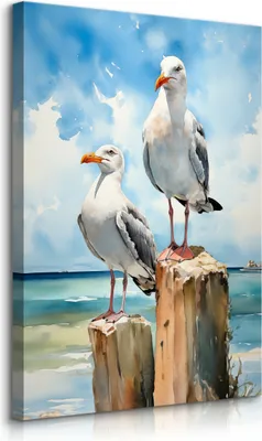 Produktbild von Muralo Leinwandbild CANVAS MÖWEN Über Dem Meer Natur Br. 70 cm x Hö. 100 cm Wandbild für Wohnzimmer Schlafzimmer