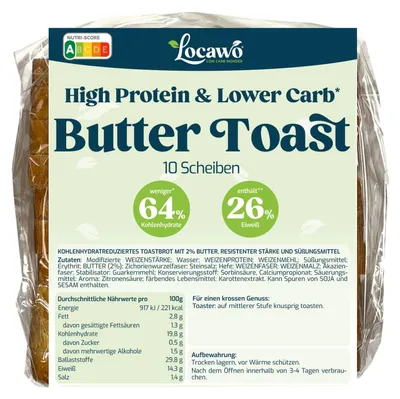 Produktbild von Locawo High Protein & Low Carb Butter Toast | Toastbrot 400g