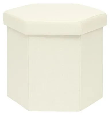 Immagine prodotto di Omgoods - Pouf pieghevole con spazio contenitore, forma esagonale, 43 x 38 x 38 cm, rosa