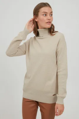 Produktbild von OXMO OXSina Damen Rollkragenpullover Pullover Pulli mit Rollkragen Rippbündchen 100% Baumwolle Regular fit