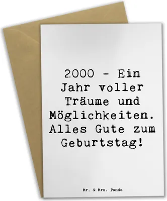 Produktbild von Mr. & Mrs. Panda Grußkarte Spruch 2000 Geburtstagsträume - Weiß - Geschenk, Erinnerungen, hochzeitskarten, kommunionskarte, weihnachtskarten, Geburtstag, Alter