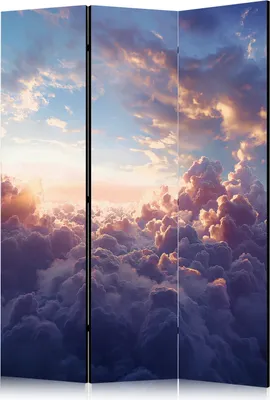 Obrázek produktu pro Jednostranný paraván Krajiny 135x172 cm 3-dílný modrý
