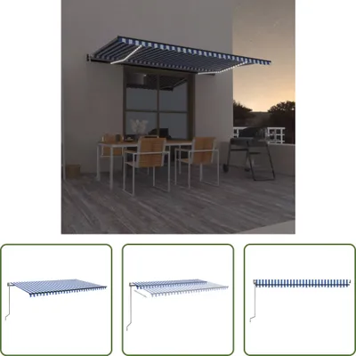 Immagine prodotto di The Living Store Tenda automatica con LED e sensore vento 500x300 Blu e bianco