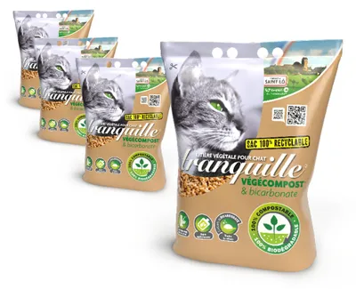 Productafbeelding van TRANQUILLE, plantaardige kattenzand, composteerbaar voor katten, 4 liter, 4 stuks