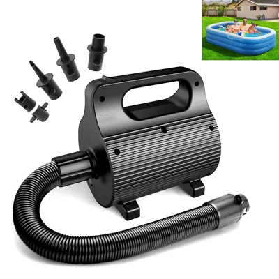 Produktbild von Elektrische Luftpumpe 600W mit 4 Düsen, Luftpumpe zum Aufblasen & Absaugen, für Luftmatratze, Pool, Schlauchboot, tragbar