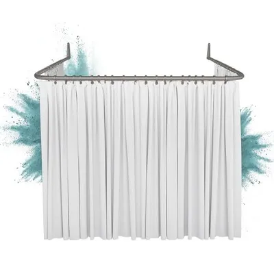 Produktbild von Erica Winkelstange Dusche 85x95x85 cm, Winkelstange Duschvorhang, Wandmontage ohne Deckenbefestigung - Grau glänzende Pulverbeschichteter Stahl