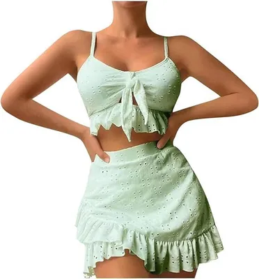 Produktbild von Damen Tankini Zweiteiler 2024 mit Bauchkontrolle - Plus-Größe, Push-Up, Geraffter Rock Badeanzug