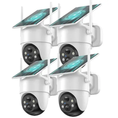 Obrázek produktu pro 2K venkovní bezpečnostní kamera s akumulátorem, 360° otáčení, Wi-Fi, barevné noční vidění, solární napájení, venkovní monitorování, PIR snímač pohybu, úložiště v cloudu/na TF kartě, 4 snímky