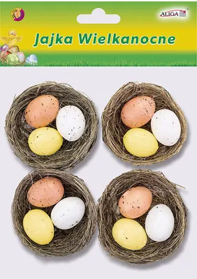 Produktbild von PLASTIKEIER in Vogelnestern Ostern Dekoration Ostereier 5 cm - 4 Stück