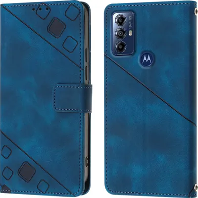 Produktbild von Hülle für Motorola Moto G Play 2023/G Power 2022 Prägung Flip Leder Brieftasche Schutzhülle mit Ständer Blau