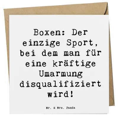 Produktbild von Mr. & Mrs. Panda Grußkarte Spruch Boxen Umarmung - Weiß - Geschenk, Glückwunschkarte, doppelkarte, Sportler Geschenke, Ring, faltkarte, Boxring, Herausfordernder Sport