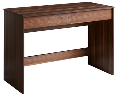 Produktbild von BELIANI Schreibtisch Dunkelbraun Faserplatte 110 x 50 cm mit 2 Schubladen Stauraum Skandinavisch Minimalistisch Homeoffice Schreibtisch Bürotisch