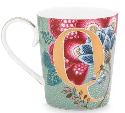 Produktbild von PIP STUDIO Floral Fantasy Alphabet Becher light blue Q 0,35 l
