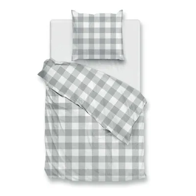 Produktbild von ZO!Home Quattro di Lino Bettwäsche 135 Dove Grey Bettwäsche 1 x Bettbezug 135x200 + 1 x Kopfkissenbezug 80x80 Dove-Grey Kariert grau