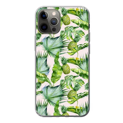 Produktbild von MuchoWow® Handyhülle Schutzhülle Hülle für iPhone 12 Pro Blätter - Ananas - Muster Silikon Softcase Handy Hülle - Abdeckung