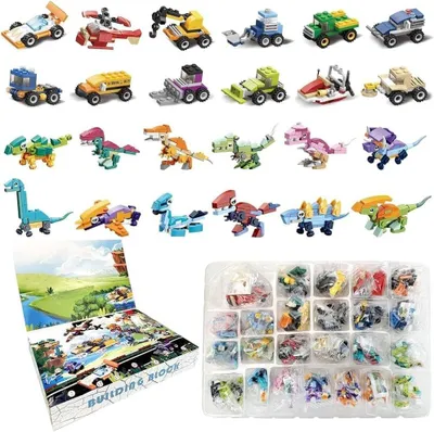 Imagen del producto de Calendario de Adviento 2026 24 Sorpresas Juguete de Construcción Calendario de Adviento Coche y Dino Bloques Compatibles para Navidad Regalo