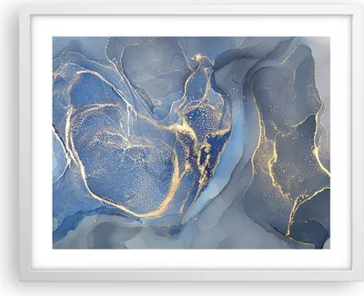Produktbild von Gerahmtes Poster - Weißer Rahmen - Gold Blau Farbe - 50x40 cm - Wand Bild - Wanddeko - Wandbilder - Kunstposter - Wandposter - Bilderrahmen - Bilder - Kunstdruck - Wanddekoration - P2WAA50x40-5029
