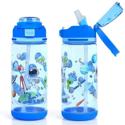 Immagine prodotto di Omgoods - Borraccia senza BPA con cannuccia, a tema astronauta, per bambini