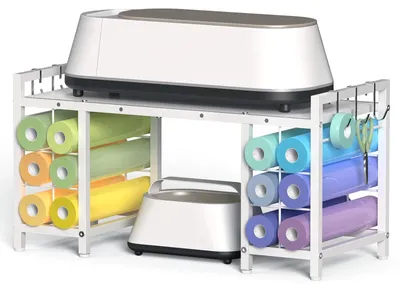 Productafbeelding van Werkbank met opbergruimte voor 12 vinylrollen, creatieve werkplek, wit