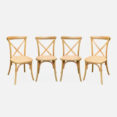 Immagine prodotto di Set 4 sedie da bistrot vintage in legno, Marrone naturale