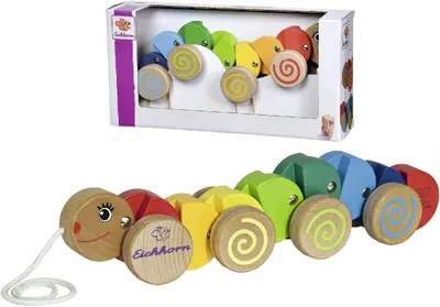 Productafbeelding van Trekdier rups met beweging - 32 cm lang - Beukenhout