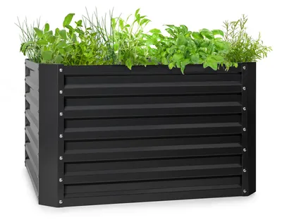 Produktbild von Blumfeldt Hochbeet, Großes Hochbeet aus Metall, Schmales Hochbeet zum Selber Bauen, Wetterfestes Hochbeet für Garten &Terrasse, Rostfreies Gartenbeet Outdoor, Schneckenschutz Hochbeet, 600 Liter