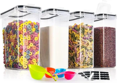 Obrázek produktu pro Sada 4 sklenic na skladování kuchyňské 4L vzduchotěsné nádoby plastové s víčkem
