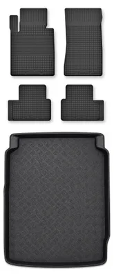 Productafbeelding van Rubberen automatten + kofferbakmat voor BMW Seria 5 G30 2017-2023 (sedan) – 5-delig, zwart, op maat – Wielganizator Semi-Universal