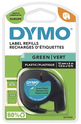 Image de Dymo Letratag Ruban plastique vert 12 mm x 4 m