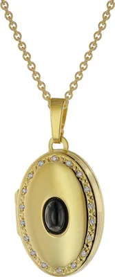 trendor 75748 Damen-Kette mit Medaillon Onyx und Zirkonia Gold auf Silber 925 1