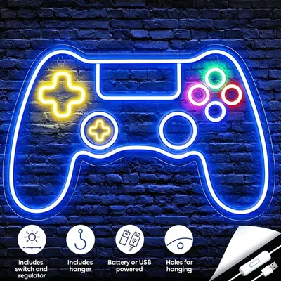 Produktbild von LED Gaming Neon Schild Gaming Zimmer Deko Wand Neonlicht Spiel Leuchtreklame