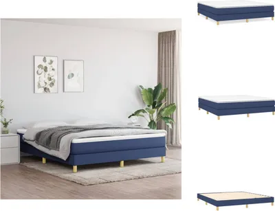 Produktbild von vidaXL Boxspringbett mit Matratze Blau 180x200 cm Stoff -  Betten & Bettgestelle