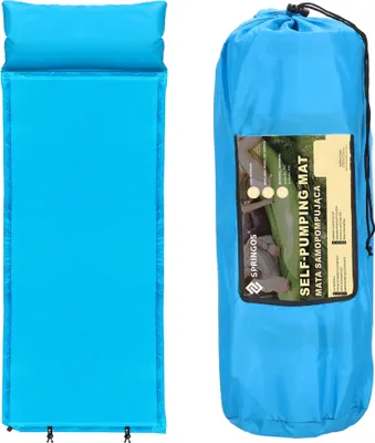 Obrázek produktu pro Samonafukovací karimatka s polštářem pro jednu osobu Valve 53 x 186 cm lehací plocha s komfortním pěnovým jádrem Trekingová karimatka Podložka pod stan Plážový festival Zahradní kempinkové lůžko Podložka na sezení včetně přepravní tašky