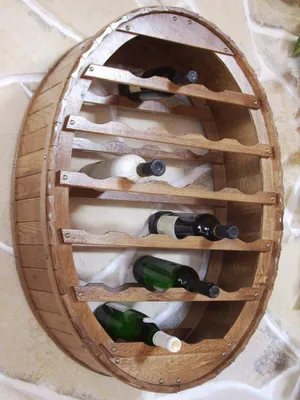 Obrázek produktu pro DanDiBo Wine Rack Wood Wall Wine Barrel 24 lahví Brown Wall Shelf Bottle Rack Bottle Holder Barrel