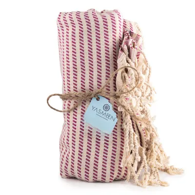 Produktbild von Saunatuch 92 x 152 cm – 100% Baumwolle – 430 g/m² – Strandtuch - Badetuch – Pestemal Hamamtuch - schnelltrocknend und leicht (Fuchsia, 92x152 cm)