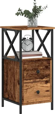 Image de vidaXL Table de nuit imitation vieux bois 34x35,5x70 cm Bois composite