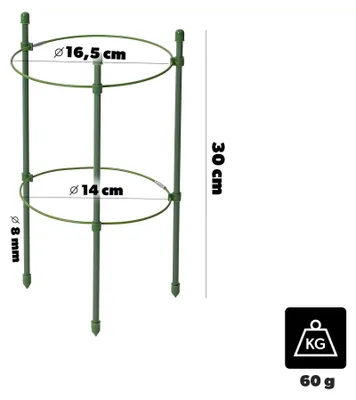 Image de Support pour plantes - Anneau de support rond, 30 cm - Métal - Lot de 6 pièces - Vert clair