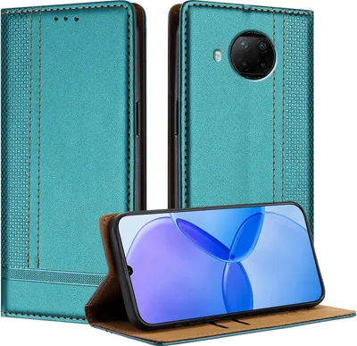 Produktbild von Handyhülle für Xiaomi Redmi Note 9 Pro Leder Flip Klappbare Schutzhülle mit Standfunktion Grün
