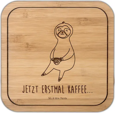 Produktbild von Mr. & Mrs. Panda kork untersetzer Faultier Kaffee - Transparent - Geschenk, Kaffeetasse, Flaschenuntersetzer, gläseruntersetzer, Tischuntersetzer, Coaster, Coffee