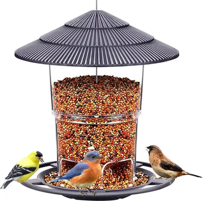 Produktbild von Vogelhaus zum Aufhängen, Vogelfutterspender für Wildvögel, Vogelfutterhaus für Garten, Balkon, vogelfutterhaus zum aufhängen wetterfest - Schwarz