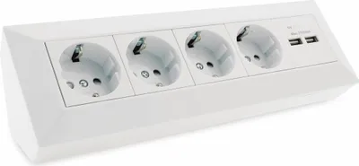 Produktbild von CHILITEC Steckdosenblock 23117, 4-fach, mit 2x USB, 16A/250V, weiß