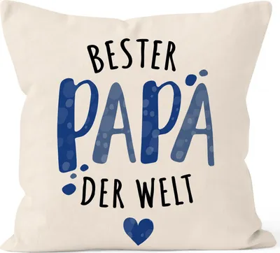 Produktbild von Kissen-Bezug Beste Mama/Bester Papa der Welt Herz Geschenk für Eltern Vater Mutter Muttertag Vatertag Moonworks® Papa 2 natur unisize