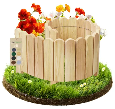 Zdjęcie produktu dla be4nature Elastyczne obrzeże rolowane z drewna 100 x 40 cm Jasnobrązowe Impregnowane obrzeże rabatowe z drewna sosnowego Obrzeże rabatowe Ogrodzenie ogrodowe Palisada Ogrodzenie rolowane